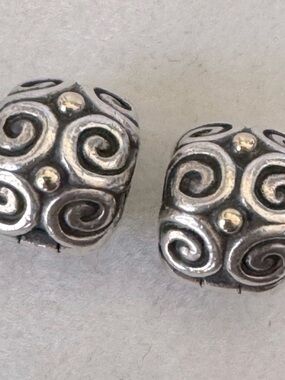 Pandora Retired Clips Two Tone Elemental pair 14kt 925 ale Rare Authentic
